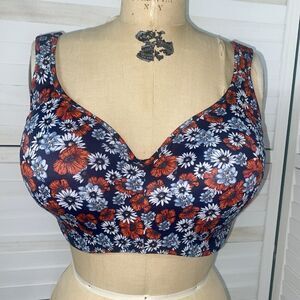 Serenada Bra Women’s Size 38 DDD Floral Comfort Wireless Adjustable